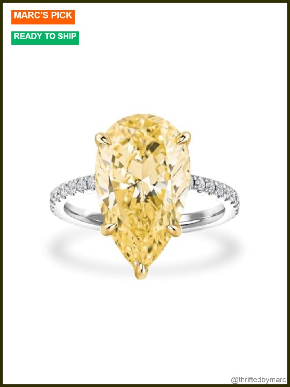 5 Carat Pear Cut Cubic Zirconia Engagement Ring in Sterling Silver